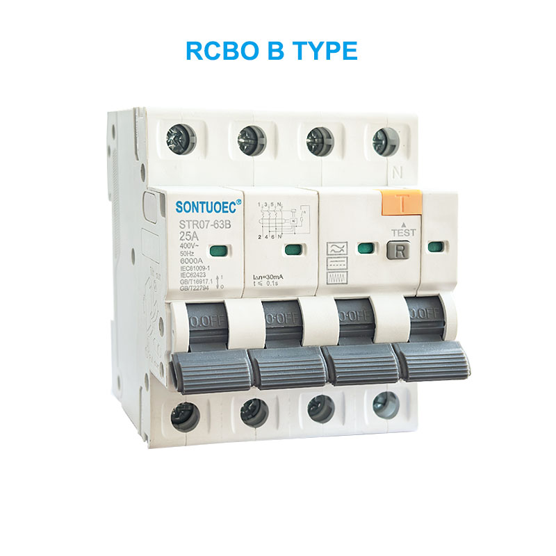 Stro7-63B RCBO B TYPE 2P 4P قطع کننده مدار جریان باقی مانده
